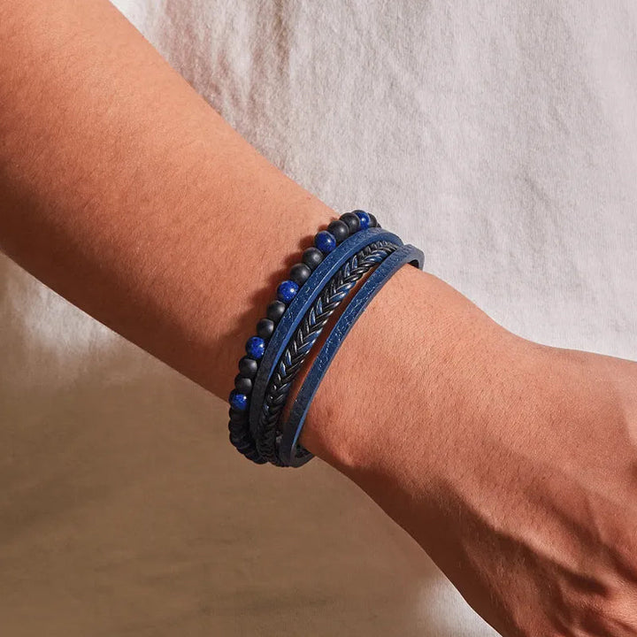 Healing obsidian magnetic bracelet, stylish jewelry for him or her, against a neutral background