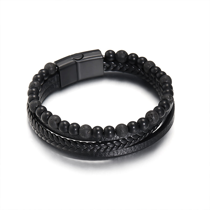 Detail of the magnetic buckle on a natural obsidian healing bracelet, high-quality jewelry