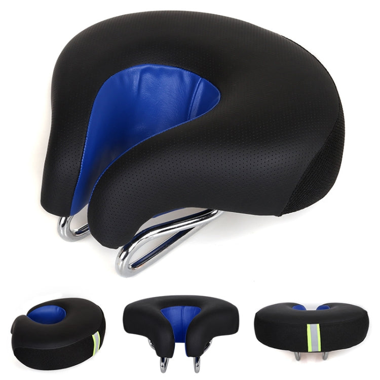 Unisex nose-less bicycle saddle with thick soft padding for ultimate cycling comfort on road & mountain bikes.