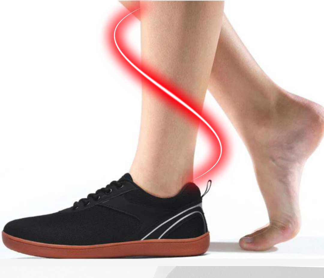 Wide toe box orthopedic barefoot sneakers with flexible sole, providing ultimate joint relief comfort.