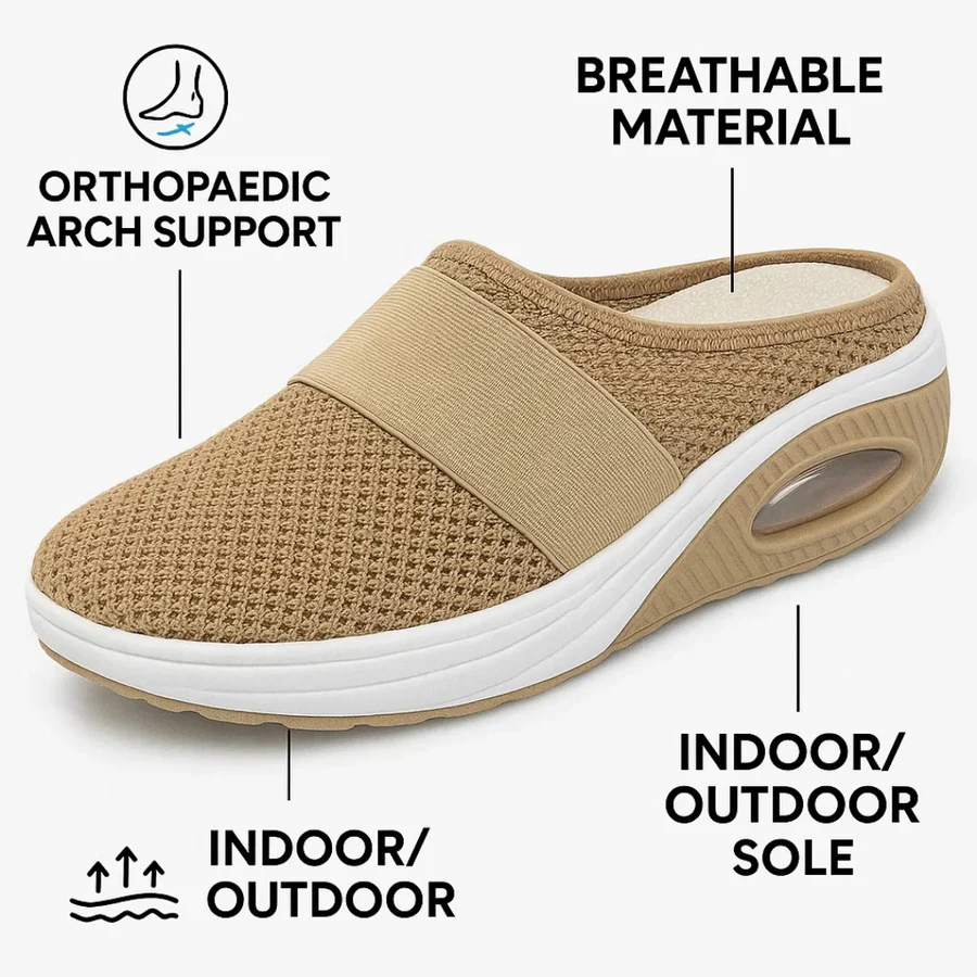 Easy slip-on unisex orthopedic slippers for daily support. Comfort footwear, breathable, lightweight, and ergonomic.