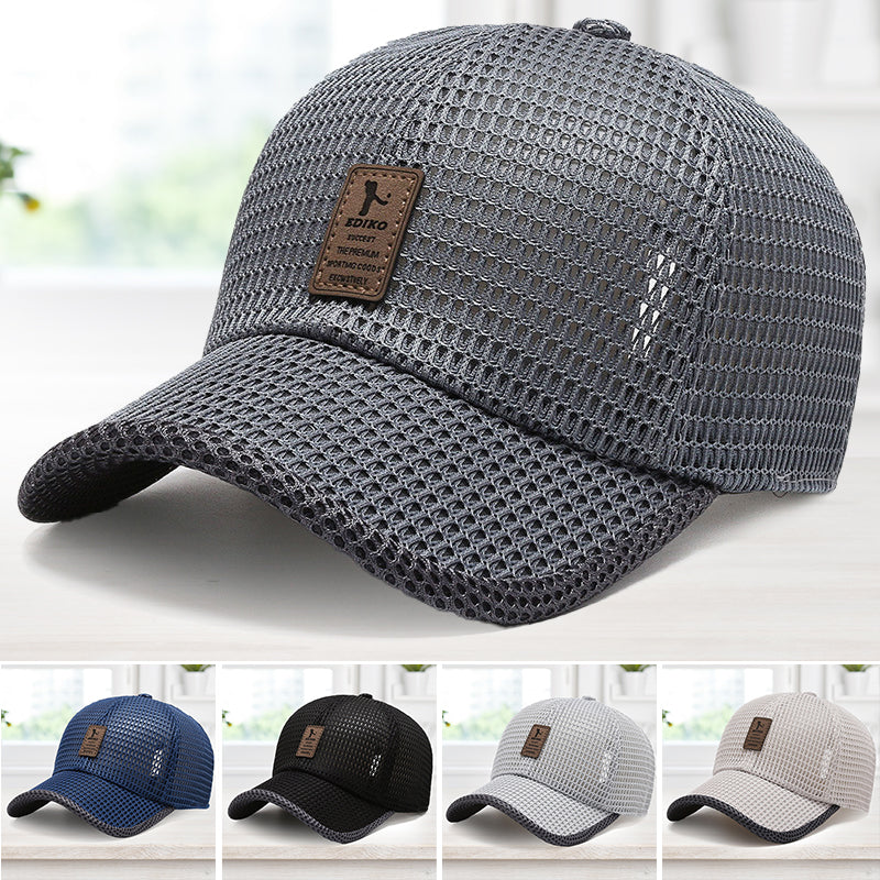 Unisex outdoor baseball cap with mesh, quick-dry fabric for UV protection, ideal for running, summer, sportswear.