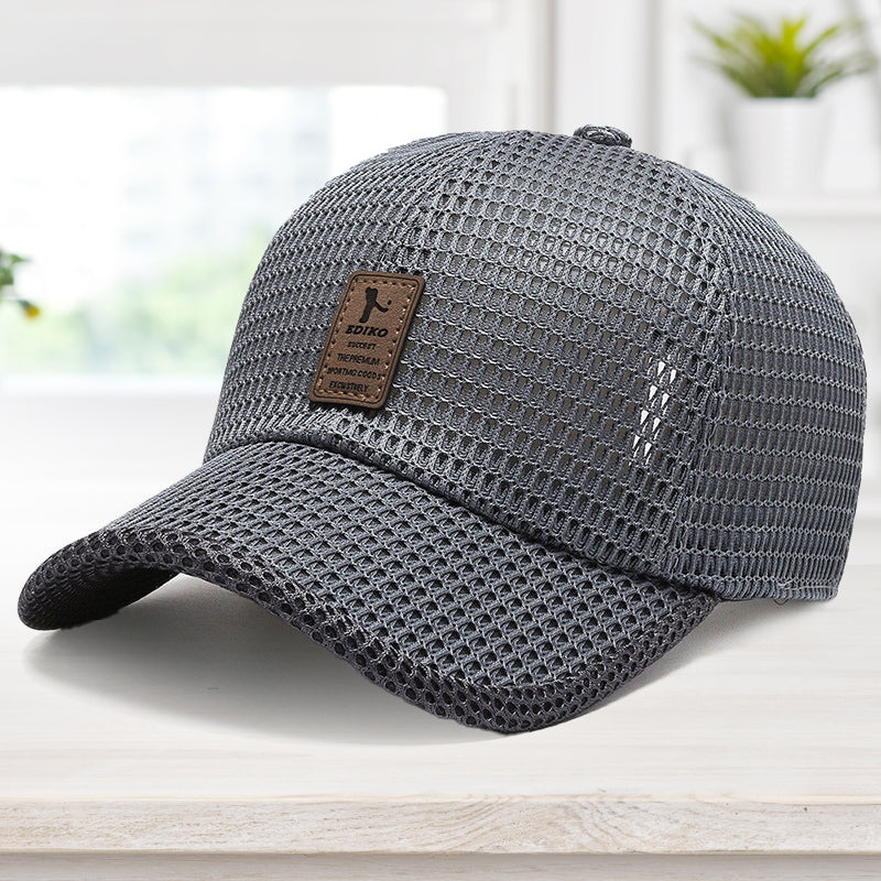 Unisex summer baseball cap, quick-dry and breathable mesh, designed for outdoor use and UV protection for sports.