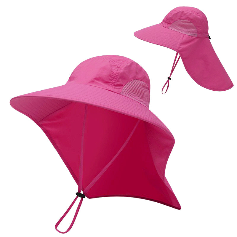 Green outdoor sun protection fisherman hat with neck flap, good for gardening
