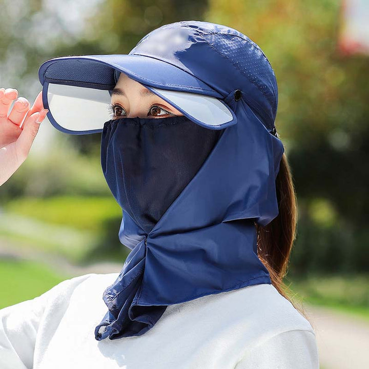 Breathable mesh panels on a hiking sun hat with neck flap, offering ventilation and UV shield