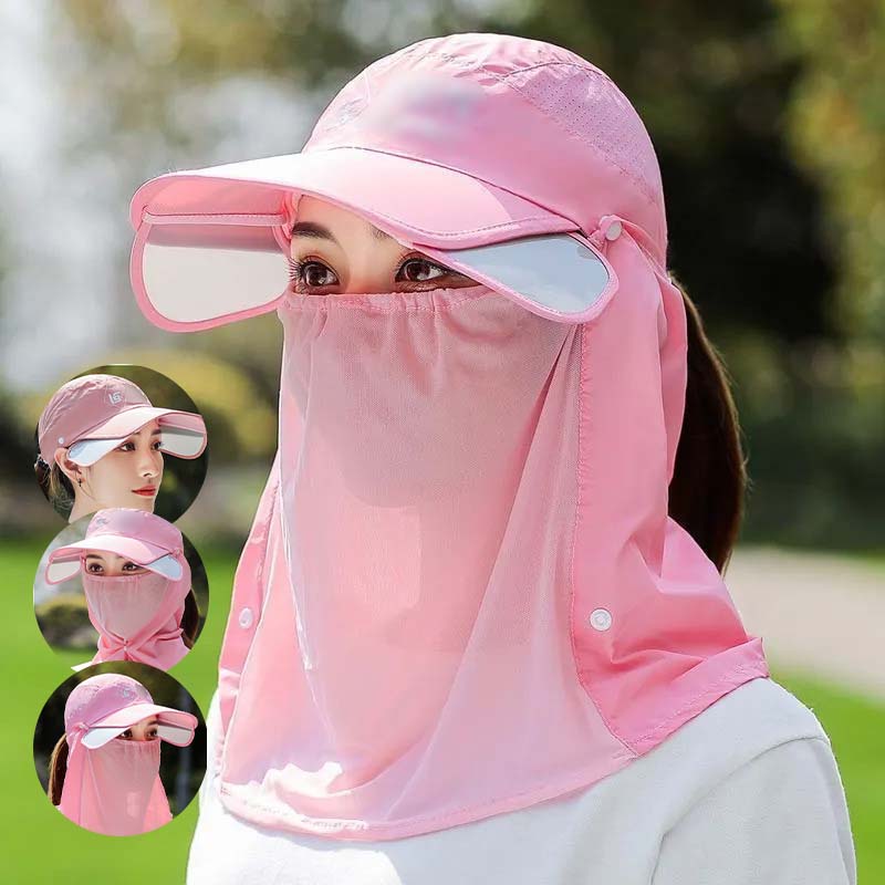 Breathable fishing hat with neck flap, providing UPF 50+ sun protection for hot weather