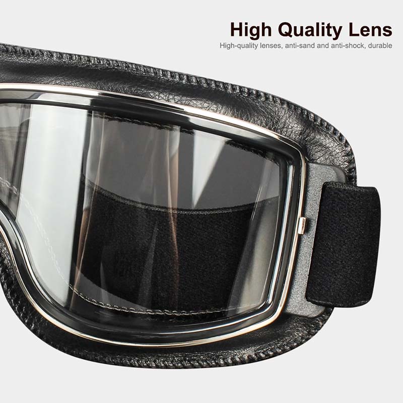 Durable unisex riding goggles, anti-fog, UV protection, comfortable over glasses for long rides.