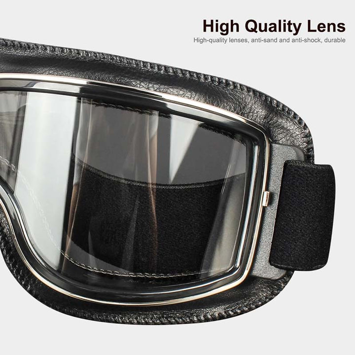 Durable unisex riding goggles, anti-fog, UV protection, comfortable over glasses for long rides.