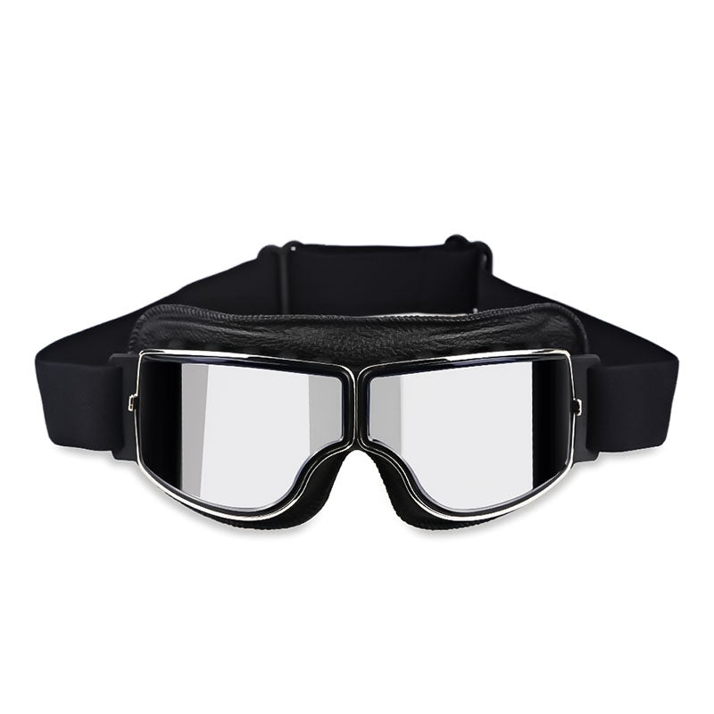 Motorcycle riding goggles, anti-fog, UV protection, designed to fit over prescription glasses.