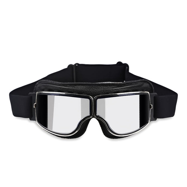 Motorcycle riding goggles, anti-fog, UV protection, designed to fit over prescription glasses.
