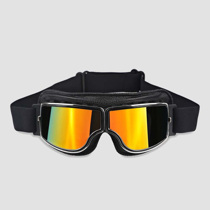 Anti-fog UV protection goggles, unisex, fits over prescription glasses for safe motorcycle & biking.