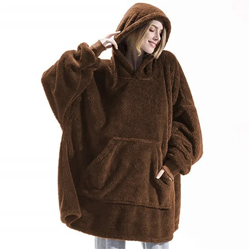 Snuggly blanket hoodie, an ultra-warm & comfortable loungewear piece for lazy days at home.