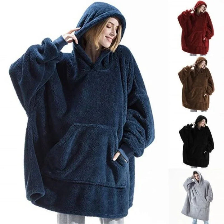 Comfy unisex blanket hoodie in a relaxed fit, excellent for staying warm & cozy during fall and winter.