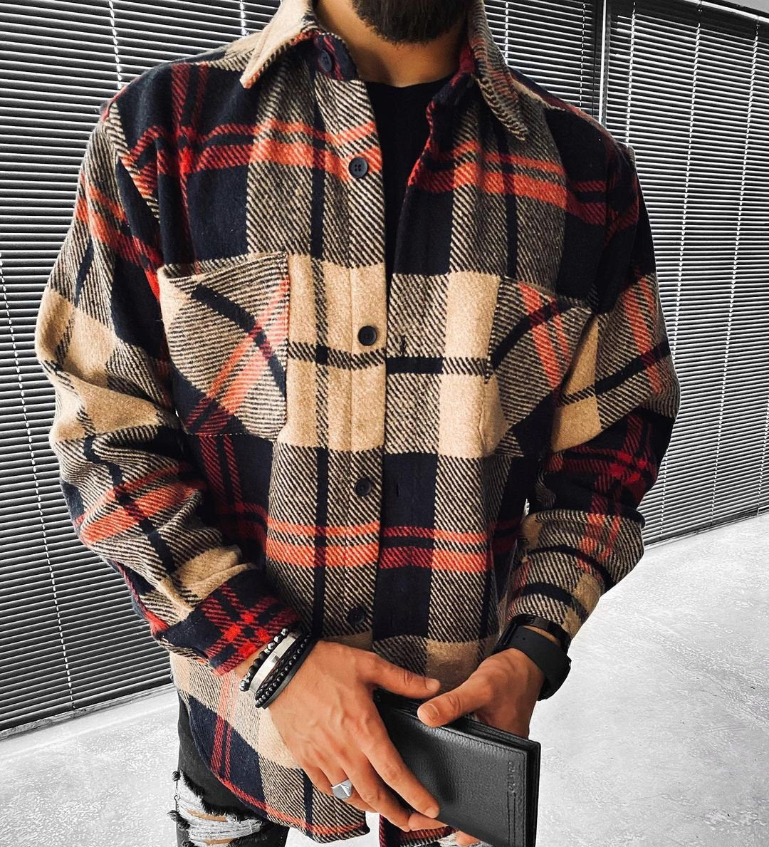Modern unisex oversized checkered long sleeve shirt with a relaxed fit. Great outerwear for everyday comfort.