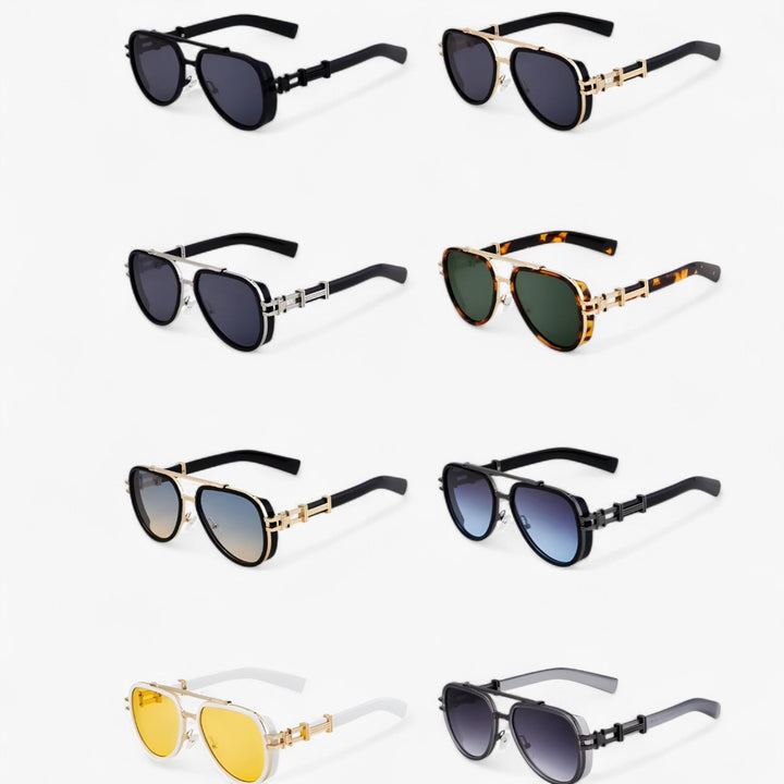 Vintage steampunk polarized sunglasses, oversized, UV400 eye protection, unisex festival eyewear.