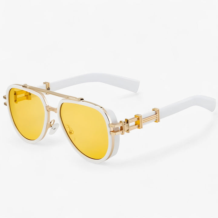 Steampunk UV400 polarized sunglasses, oversized round frame, perfect for festivals & fashion.