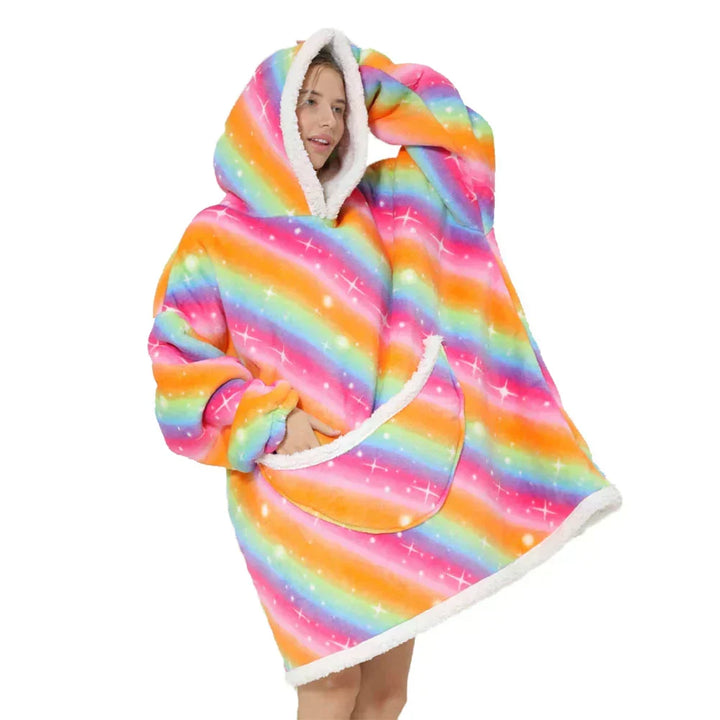 Plush fleece oversized hoodie blanket, perfect for winter warmth & fall essentials.