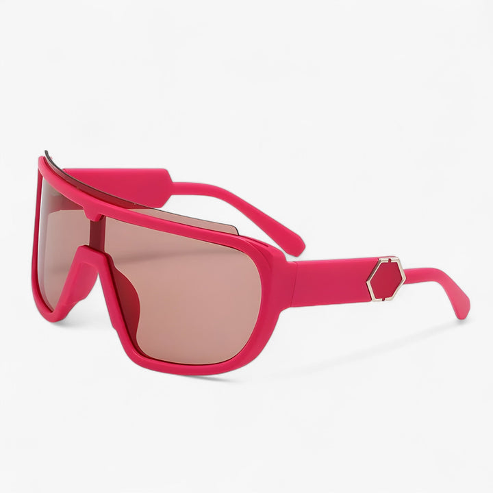 Fashion-forward monoblock oversized wraparound sunglasses, unisex, offering ultimate UV400 eye protection.