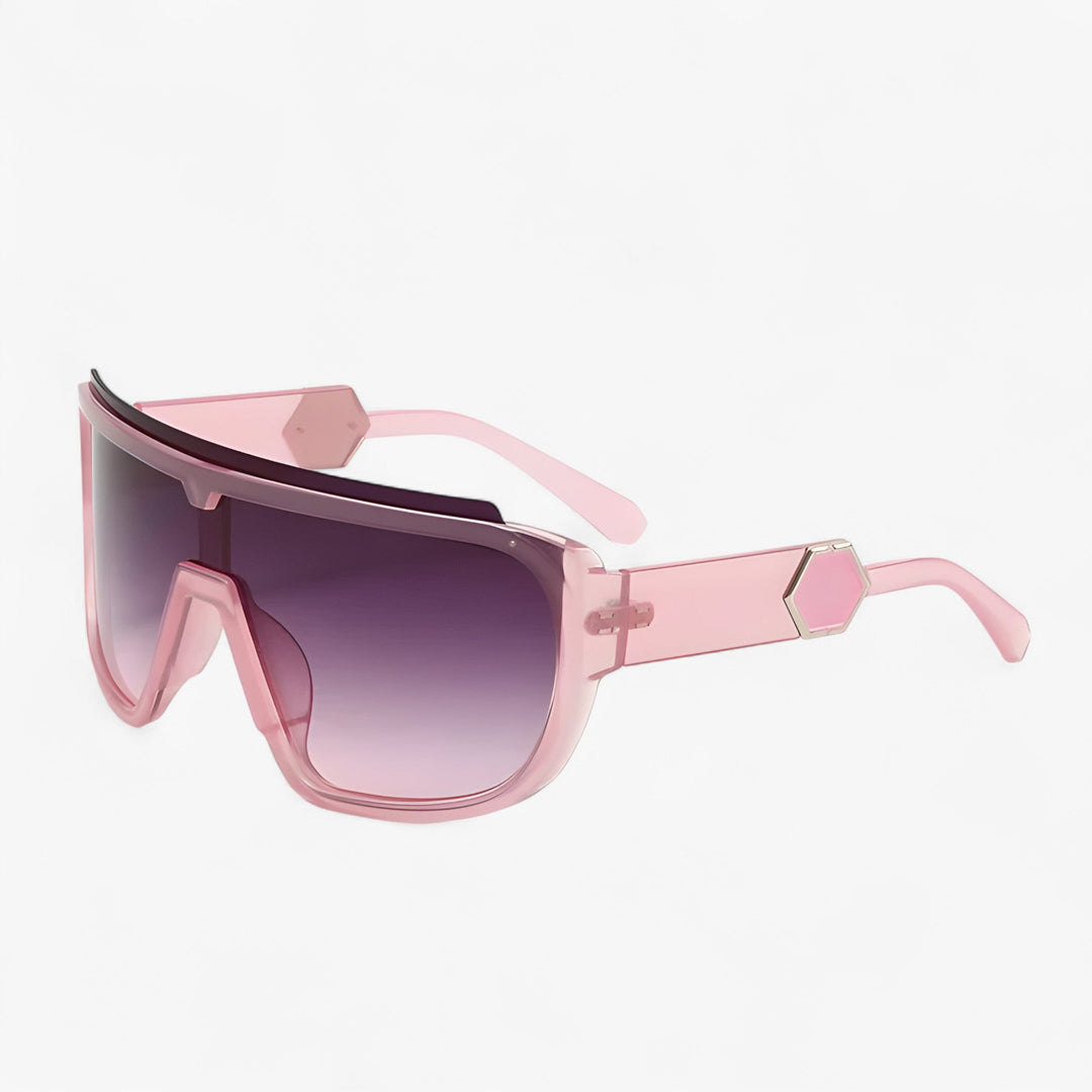 Futuristic unisex oversized wraparound sunglasses, ideal for outdoor adventures & urban style. UV400 protected.