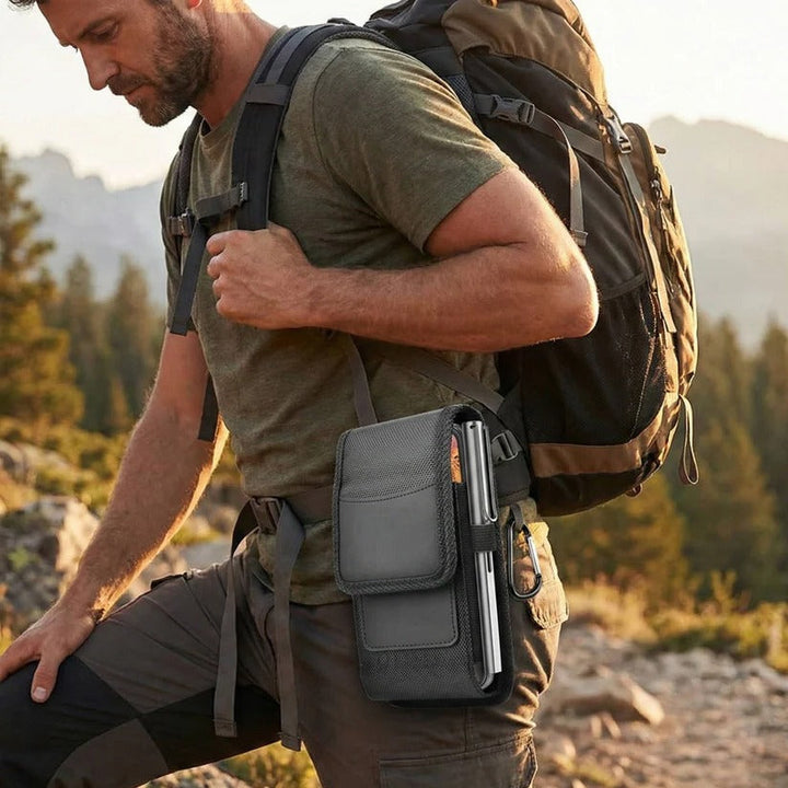 Unisex mobile holder belt clip case with secure pouch, perfect for hands-free, versatile use.