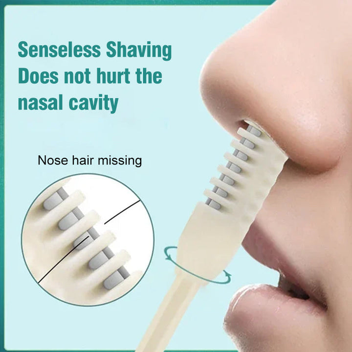 Stainless steel nose hair trimmer, manual operation, no batteries, ideal for travel