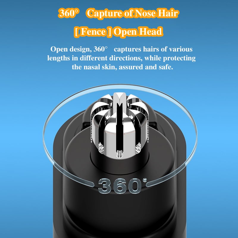 Complete set: portable nose & ear hair trimmer, charging cable, cleaning brush, user manual
