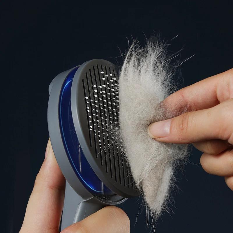 Close-up of pet grooming brush bristles, effective shedding tool for dogs & cats