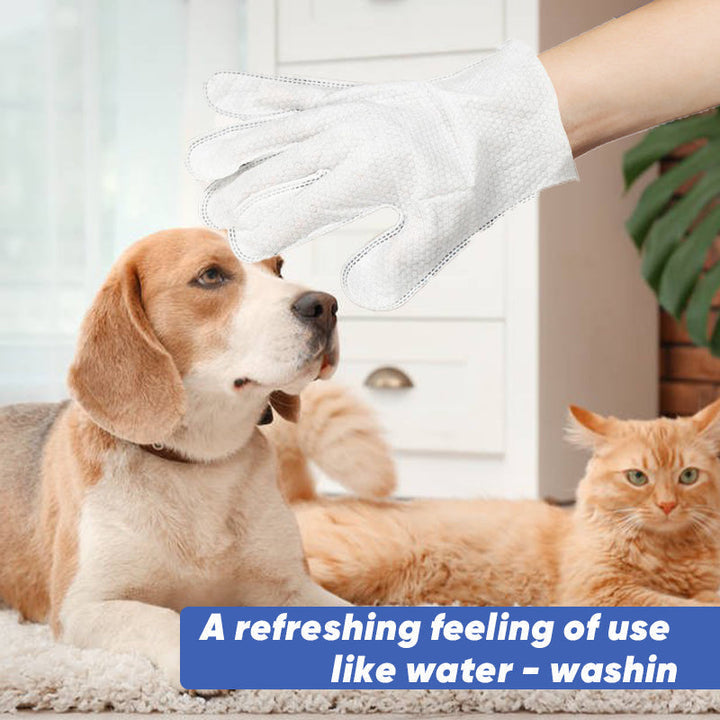 Pet hair removal and cleaning glove wipes for all dog and cat breeds