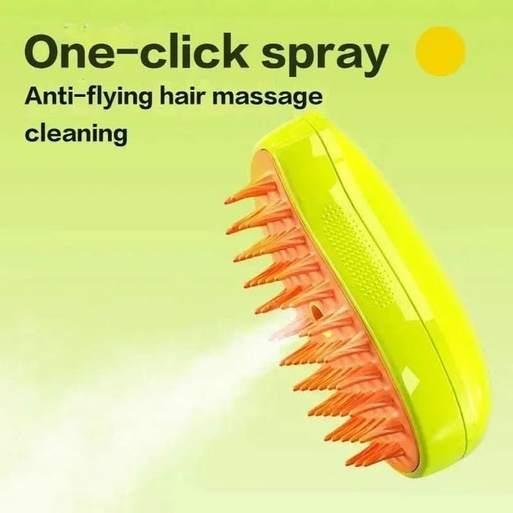 Gentle pet steam brush for dogs & cats. Removes loose hair, detangles, and promotes a healthy, shiny coat.