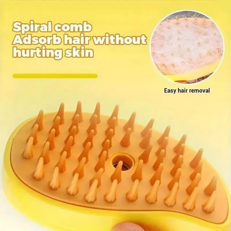 Pet steam brush for efficient hair removal & grooming. Keeps your dog or cat's coat clean, shiny, and tangle-free.