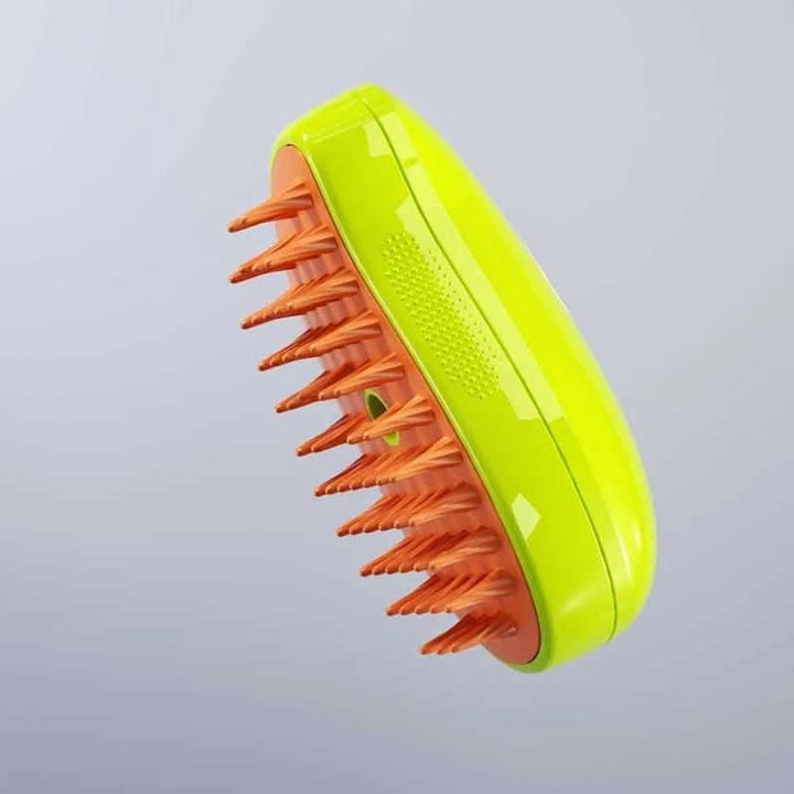 Versatile pet grooming steam brush for deshedding, hair removal, and detangling for all pet types.