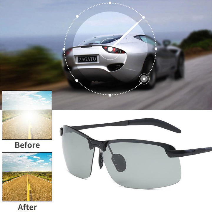 Stylish unisex photochromic sunglasses with polarized anti-glare lenses for crystal clear vision.