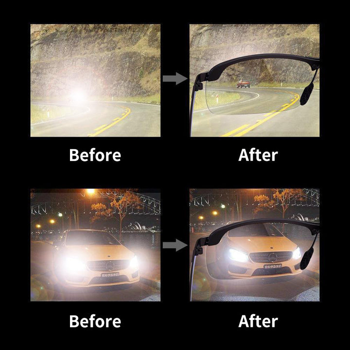 Black frame unisex photochromic polarized sunglasses, offering excellent UV & anti-glare protection.