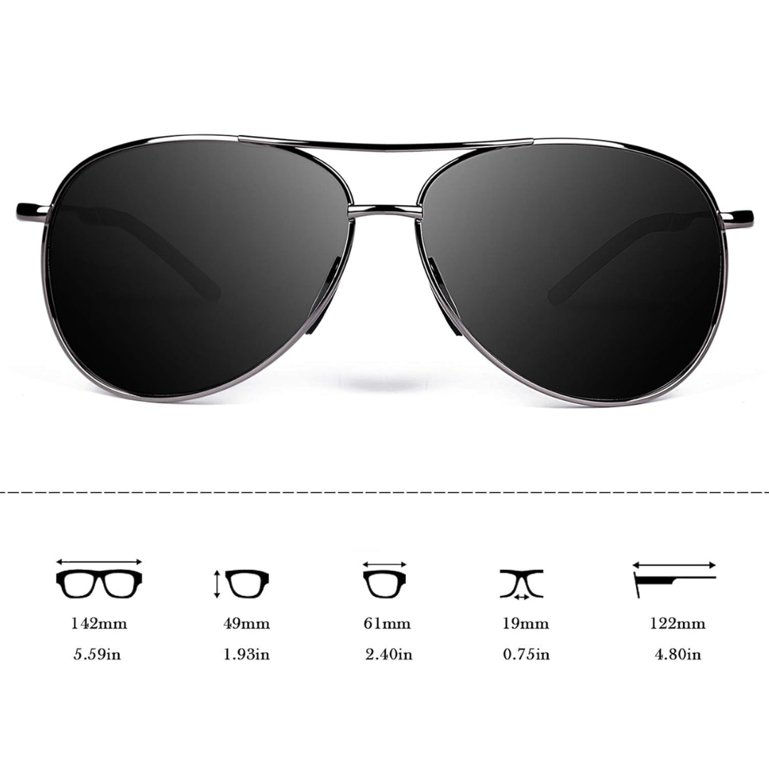 Polarized aviator sunglasses ensuring sharp vision and eye safety outdoors.