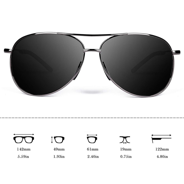 Polarized aviator sunglasses ensuring sharp vision and eye safety outdoors.