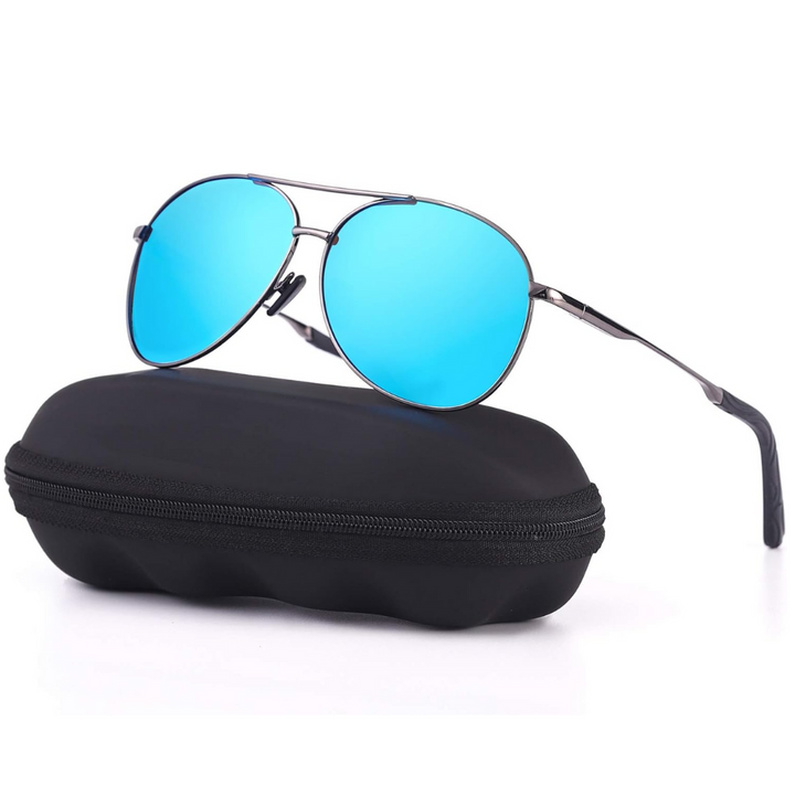 Lightweight polarized aviator sunglasses, ideal for active lifestyles.