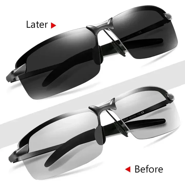 Lightweight photochromic polarized sunglasses for glare reduction, perfect for driving, cycling, and outdoor activities.