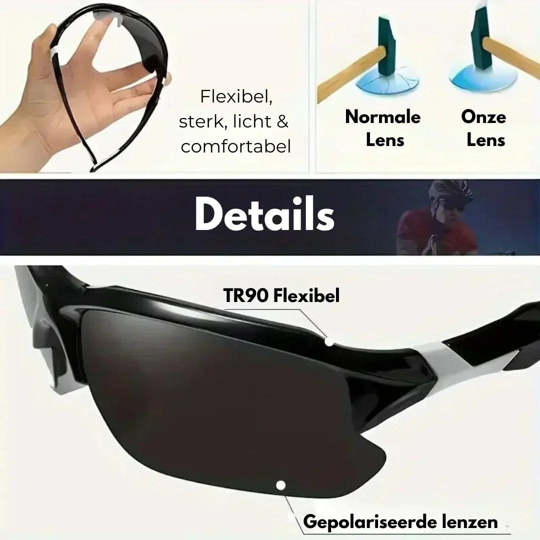 Polarized sports sunglasses for active men & women, offering lightweight design and comprehensive UV protection.