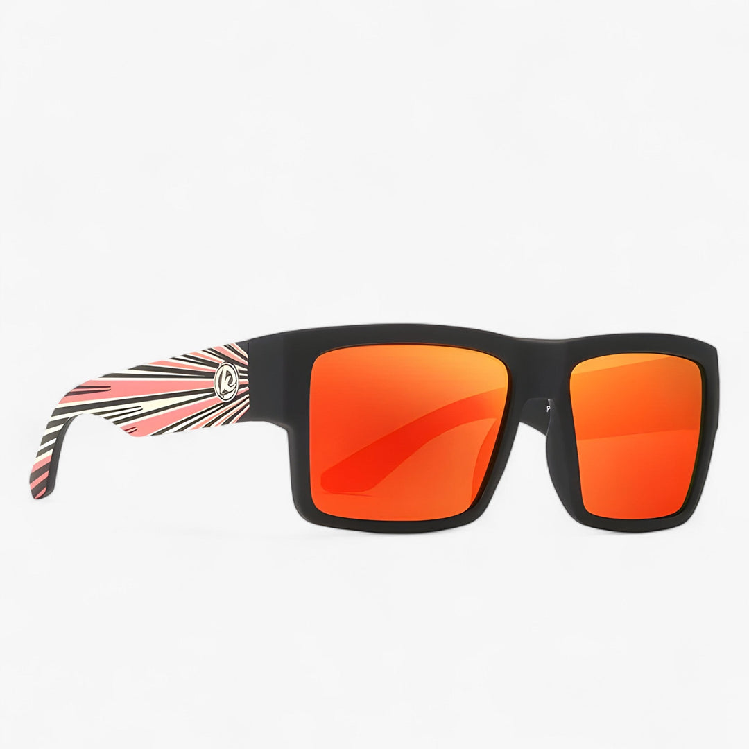 Person wearing windproof polarized sports sunglasses during an outdoor run, showcasing fit & active style.