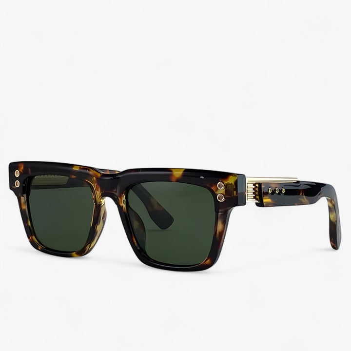 Overhead view of retro polarized steampunk sunglasses, fashion accessory for travel.