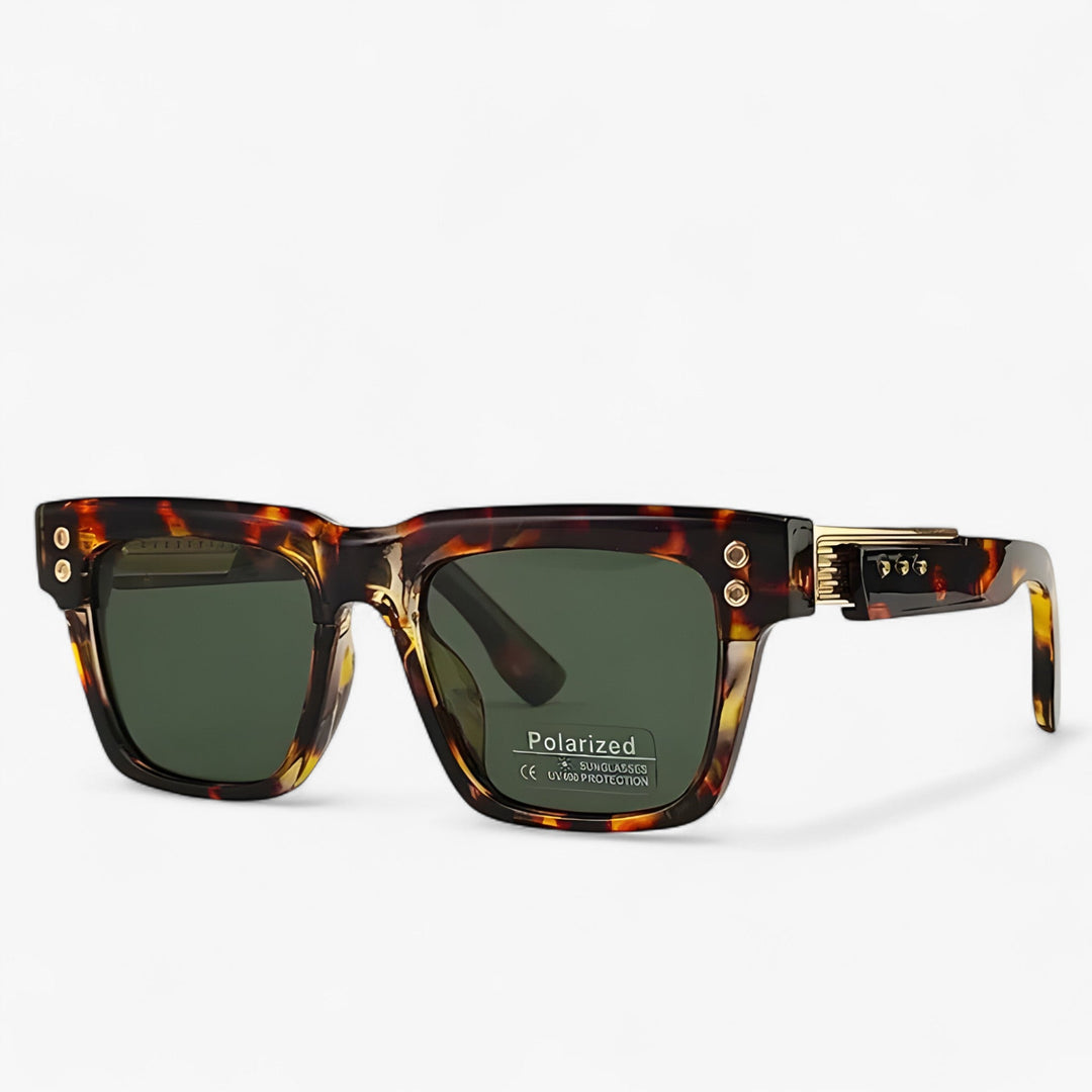 Angular steampunk sunglasses with UV400 anti-glare polarized lenses, unisex eyewear.
