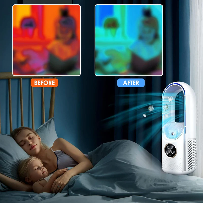 Summer essential: quiet, blade-free portable air conditioner for your personal space.