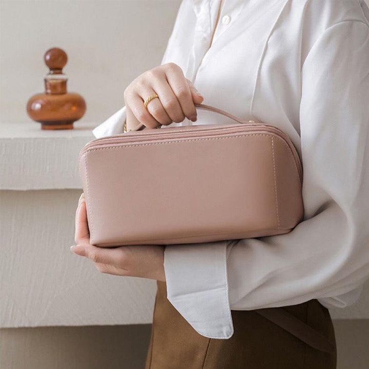 Unisex cosmetic storage organizer with a secure zipper closure, perfect for safe travel and daily use.