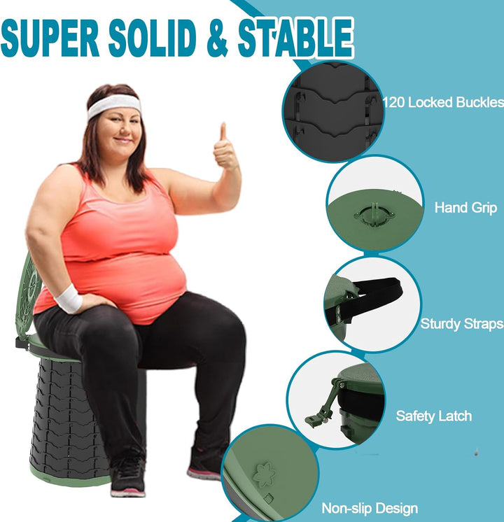 Unisex CampMate portable toilet, compact and adjustable for camping gear.