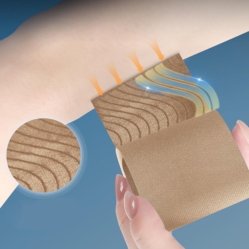 Beige pre-cut kinesiology muscle tape, perfect for unisex athletic fitness support