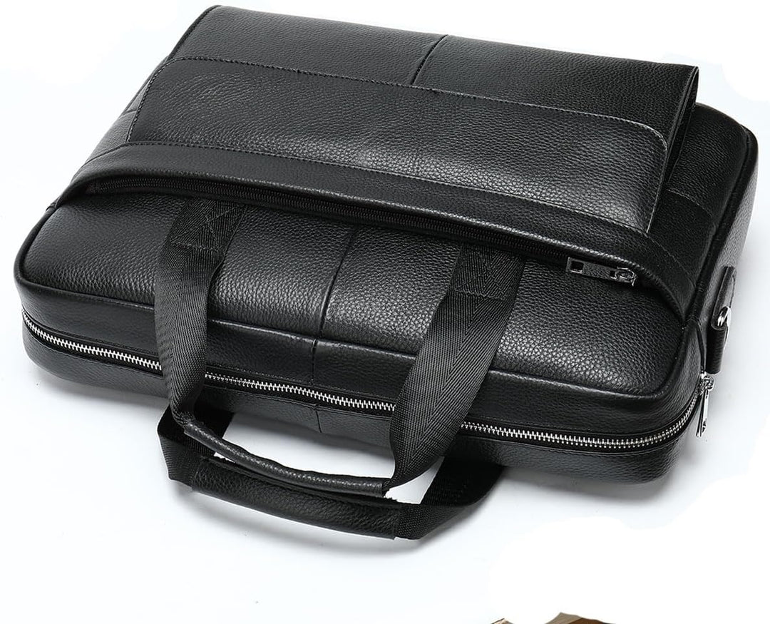 High-quality premium cowhide leather 15" business briefcase with an organizer for professionals.