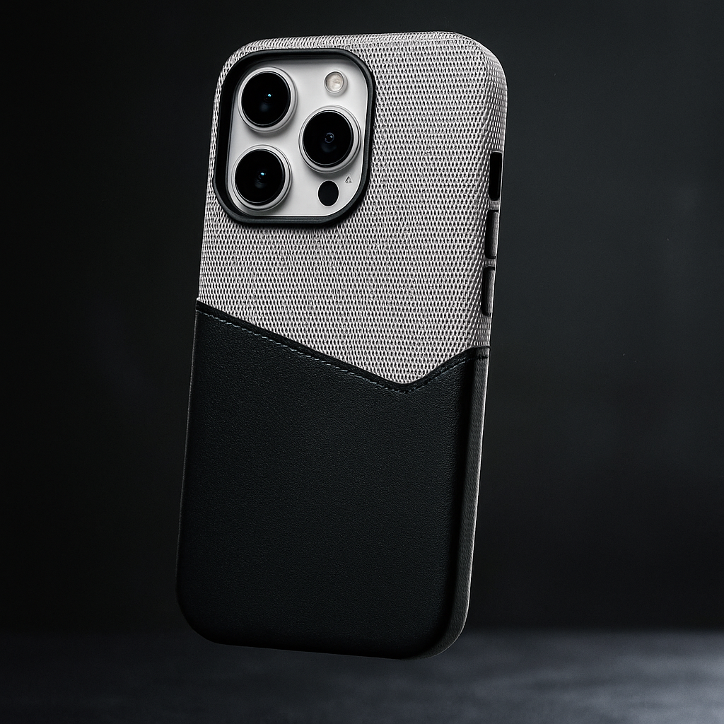 Brown premium leather magnetic card case, protective and stylish phone accessory.