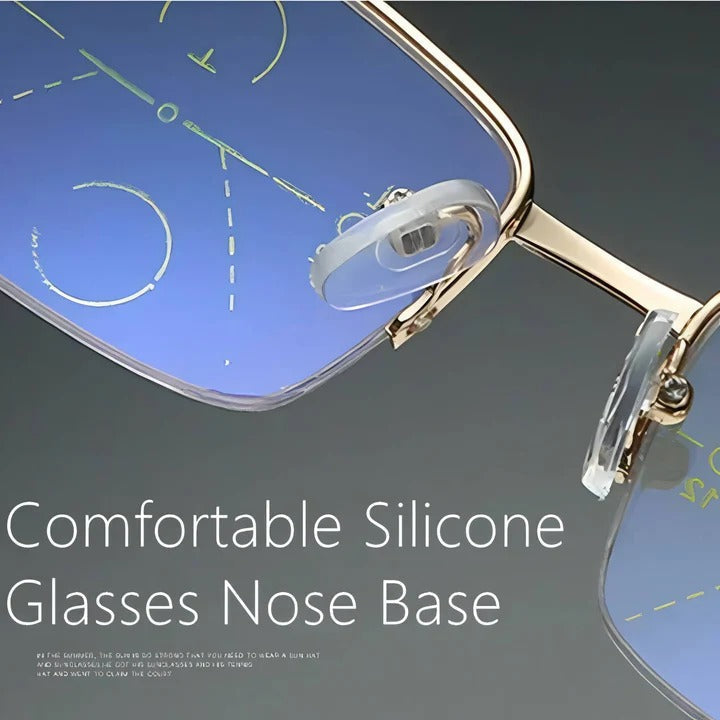 Blue light & UV protective unisex progressive reading glasses, anti-glare for digital screens.