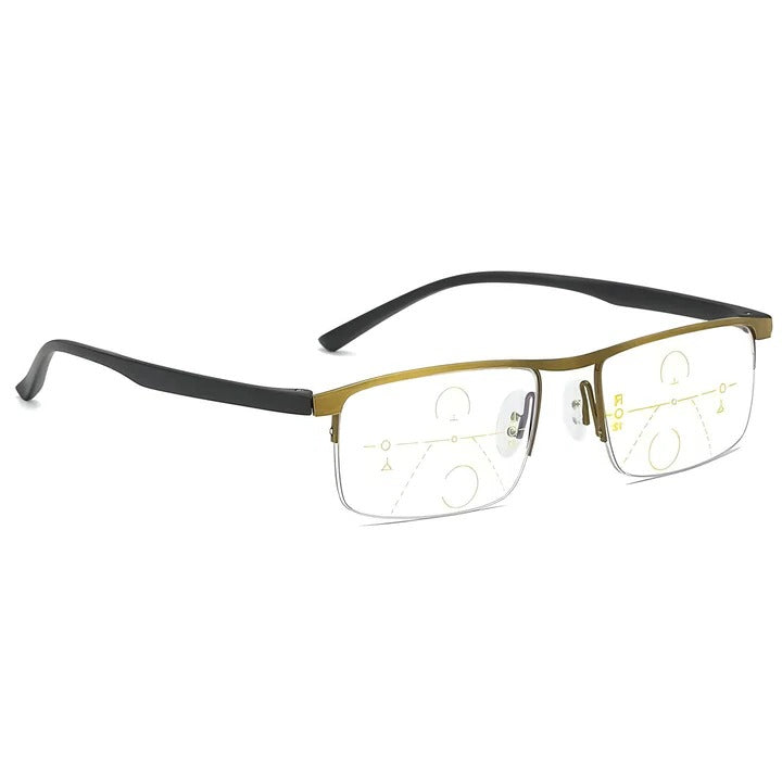 Ergonomic unisex progressive reading glasses for enhanced vision, blue light & UV protection.