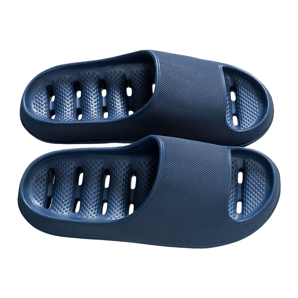 Unisex quick-dry shower slippers with drainage holes. Non-slip comfort for bathroom, poolside, & home.